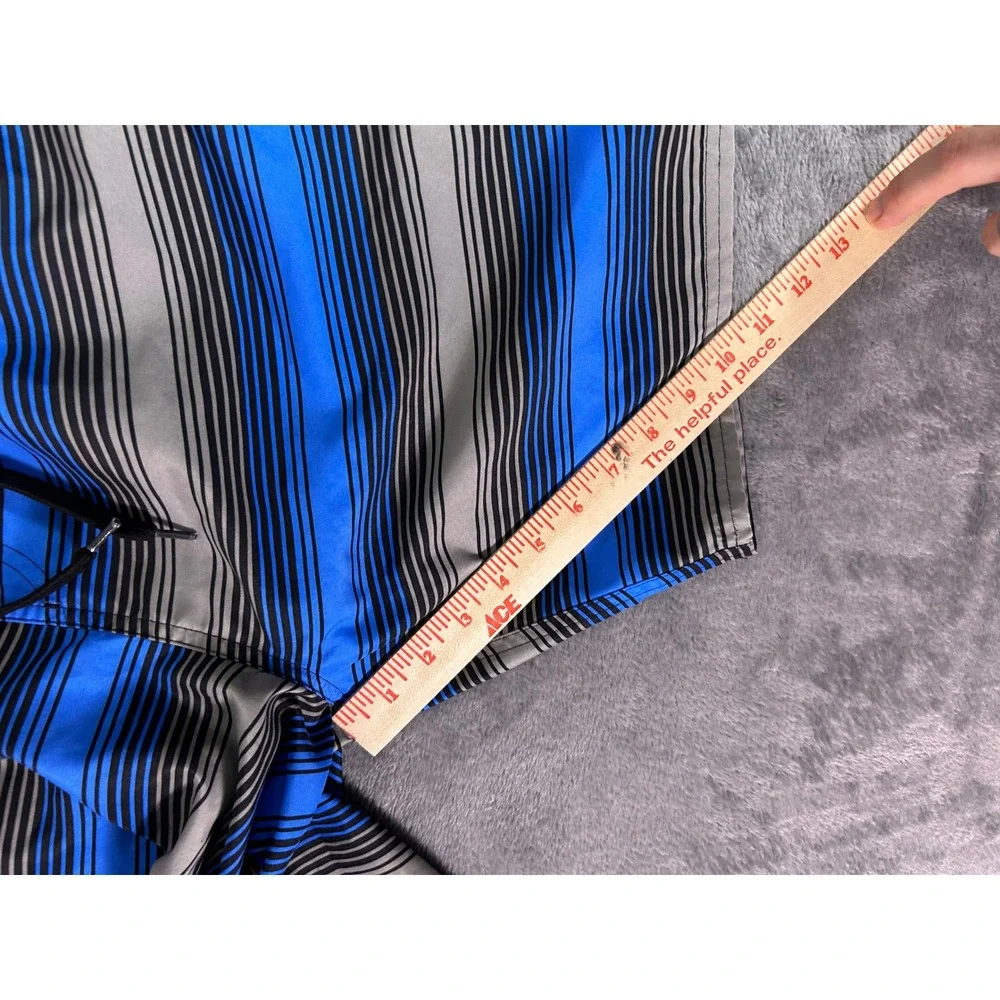 Y2K Adidas Mens Board Shorts Blue Gray Stripe‎ Drawstring Waist XL